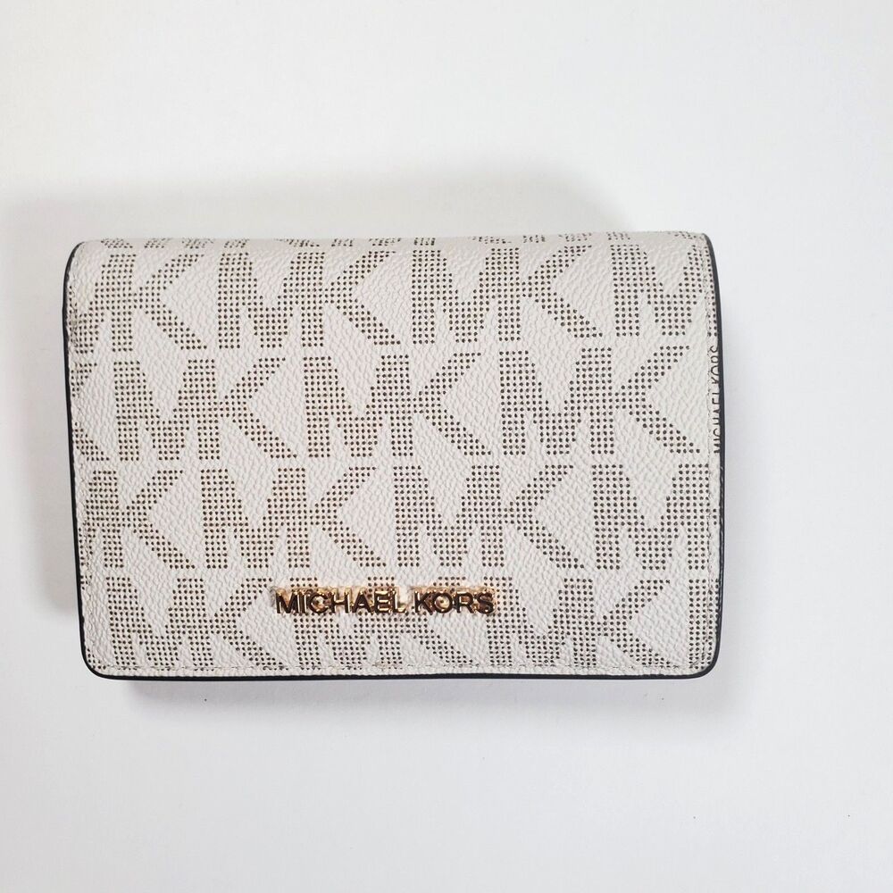 Michael Kors Women’s Crossbody Bag Small Beige Gabby Logo Print Hobo MK & Wallet - Picture 13 of 16
